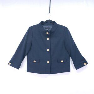 Isabel and Nina Navy Blue Big Button Preppy Short Blazer with Pockets Size 10